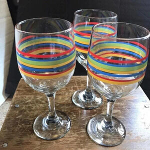 3 Pieces Set of beautiful colorful Wine Glasses